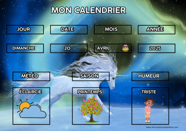 calendrier  licorne