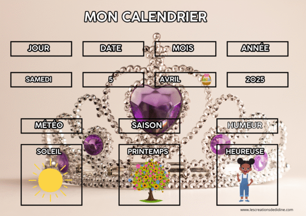 calendrier princesses