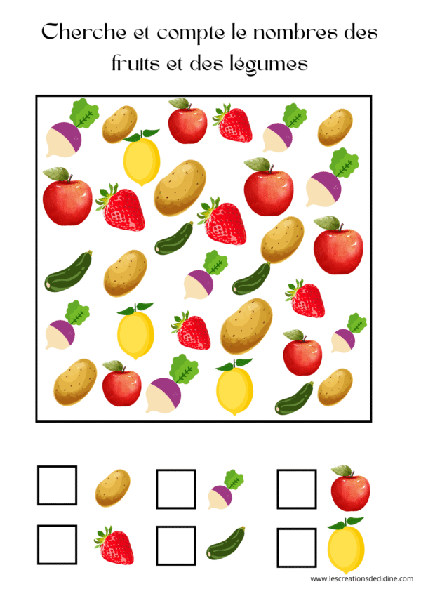livret d'activité sur les fruits et les légumes pour les 3 - 6 ans – Image 4